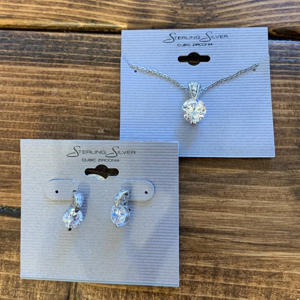 Sterling silver cubic zirconia Earrings & Necklace